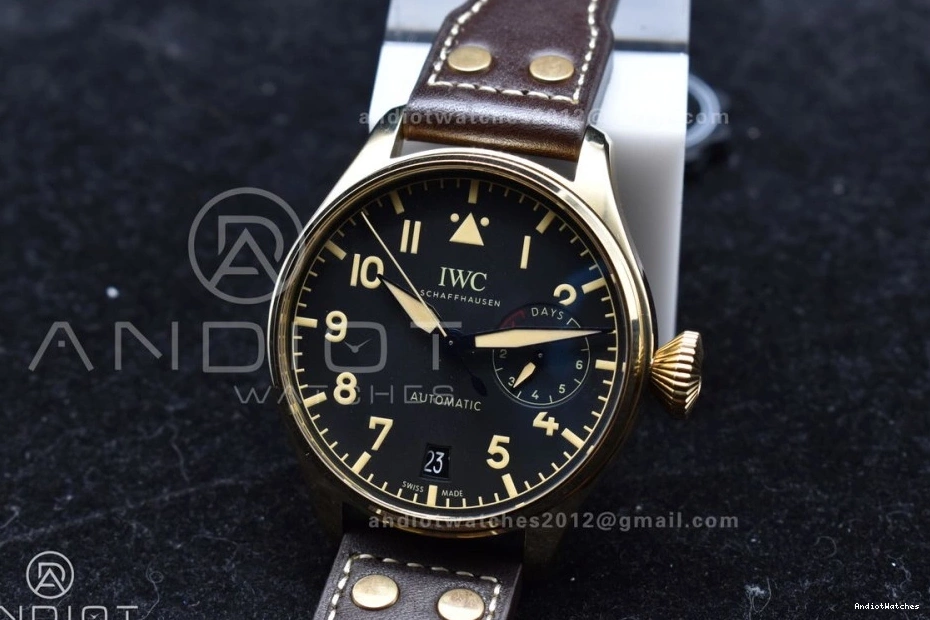 on Dial ZF IW501005 Leather Minimalist Strap Best Real Brown Big A 519 Bronze Black Edition 1:1 Pilot 0407